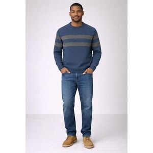 St. John's Bay Blue & Gray‎ Striped Crewneck Sweater Men's M